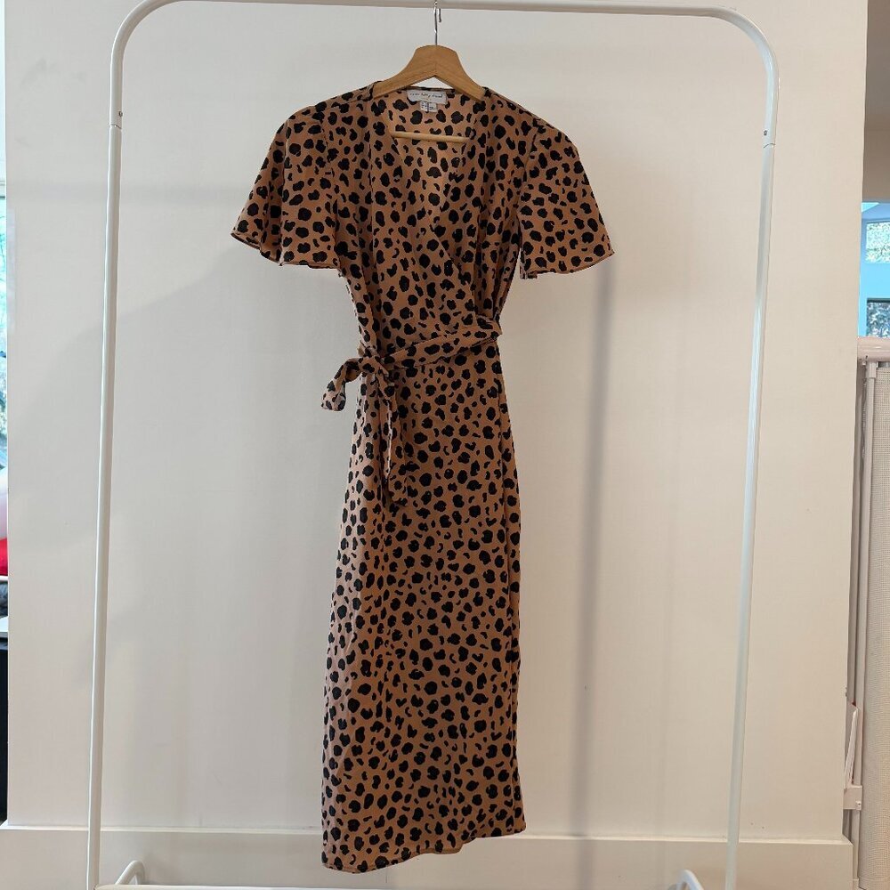 Never Fully Dressed Leopard Wrap Midi Dress US 4 - Picture 2 of 7
